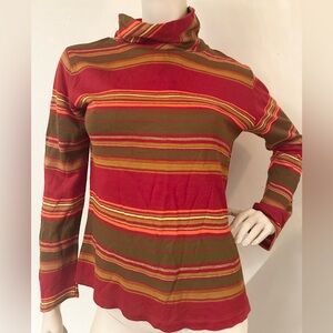 Vtg 70s funky striped turtleneck top shirt sz S/M small medium 4/6 groovy hippie